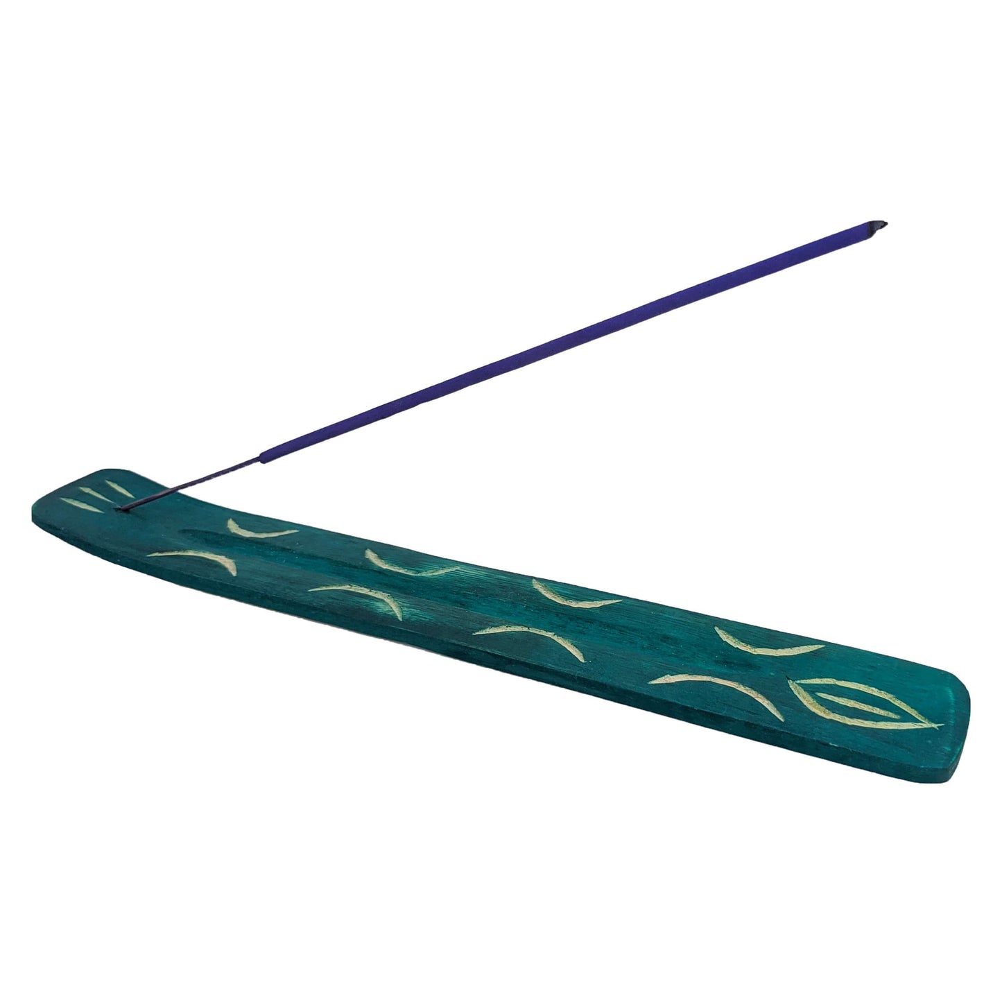 10" Wood Incense Burner & Ash Catcher, Blue Green