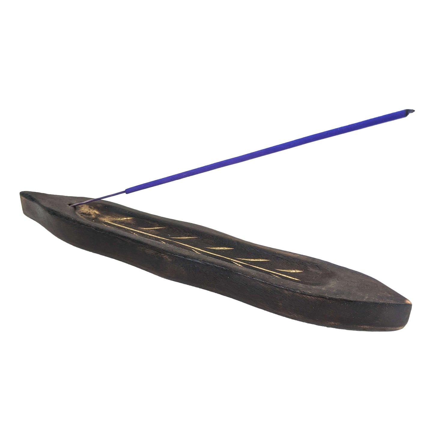 10" Wooden Leaf Incense Burner & Ash Catcher
