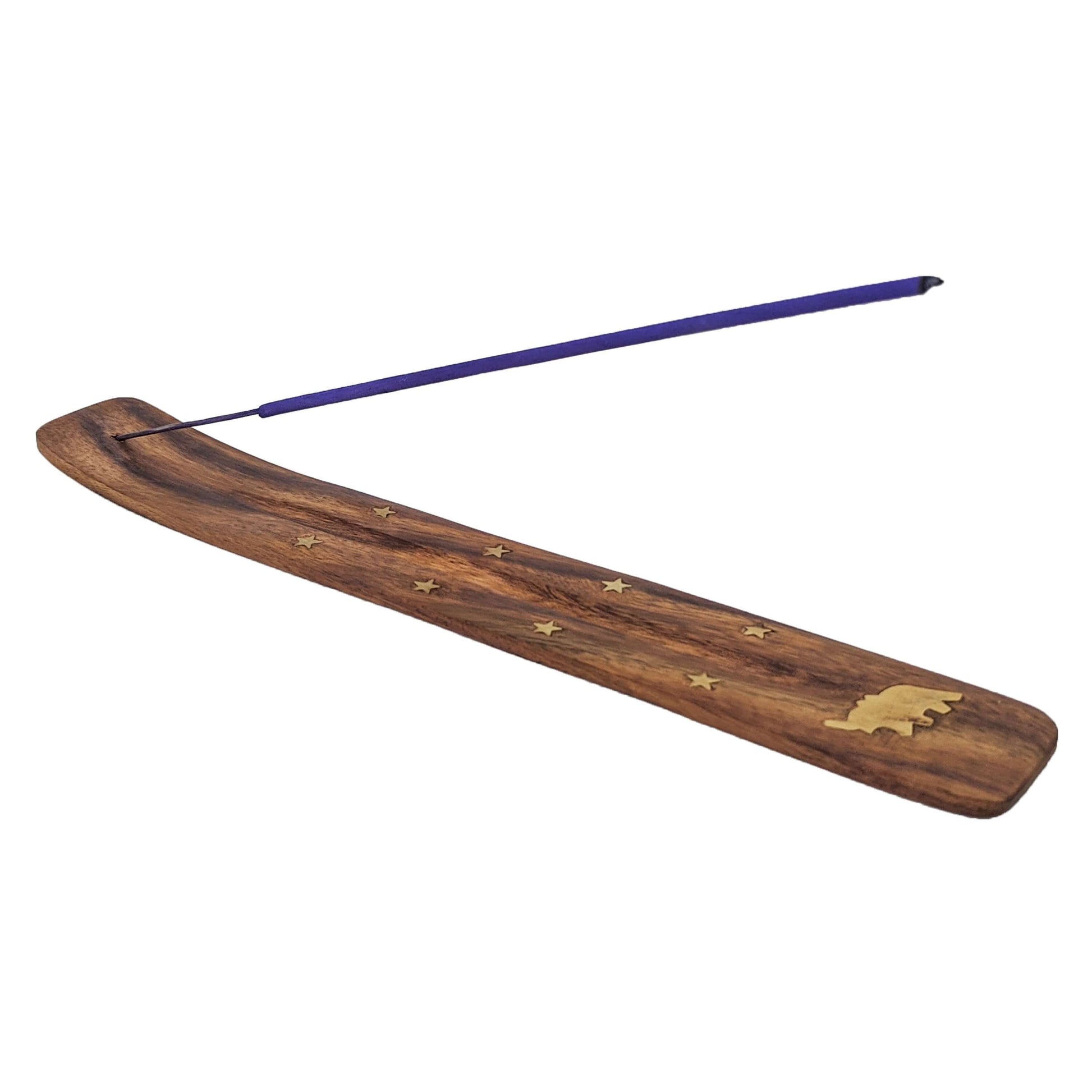 10" Wood Incense Burner & Ash Catcher, Elephant Symbol Design