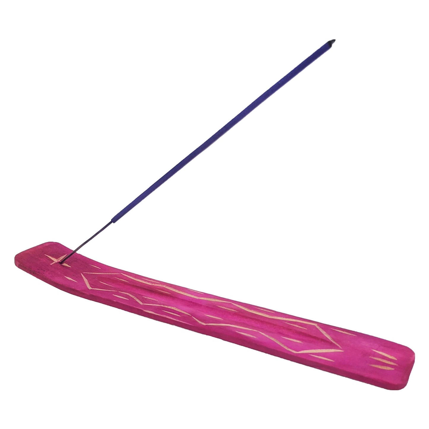 10" Wood Incense Burner & Ash Catcher, Red Pink