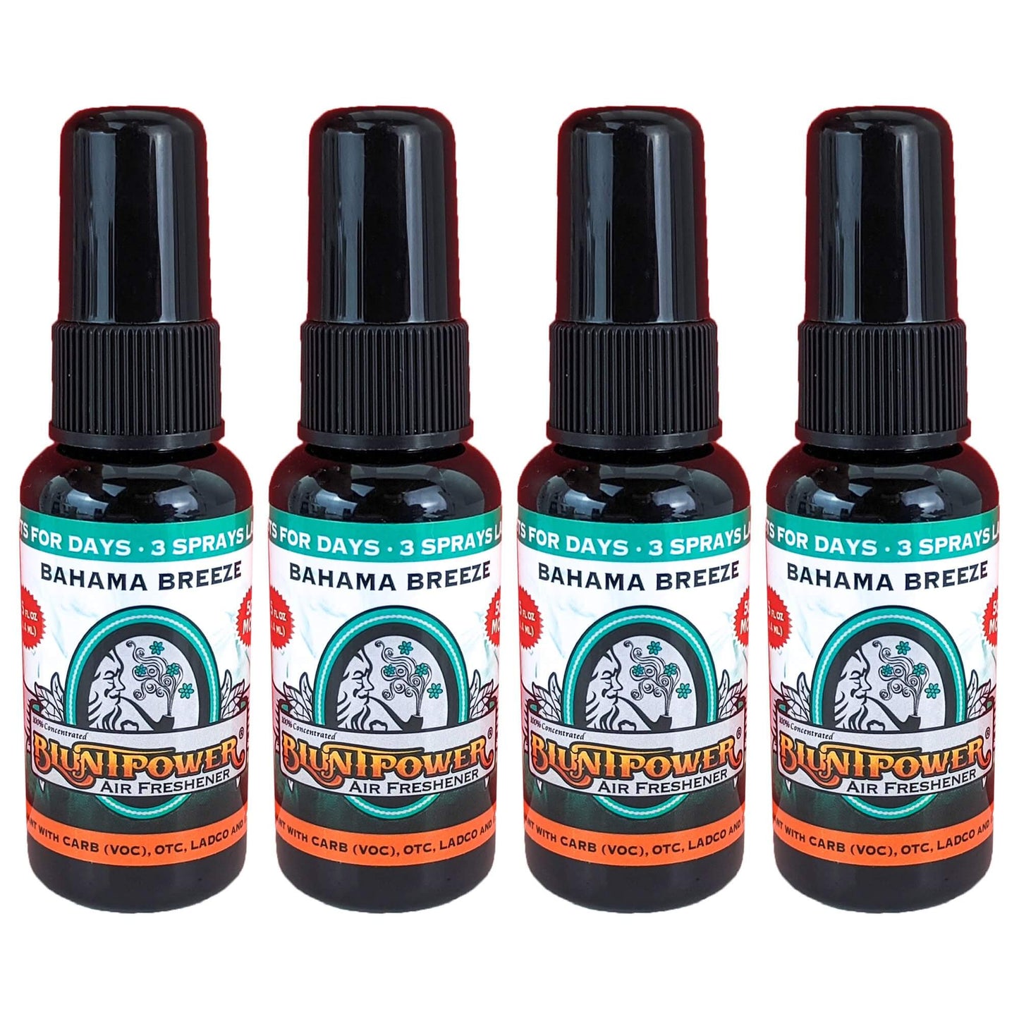 4-Pack: Blunt Power Spray 1.5 OZ Bahama Breeze Scent