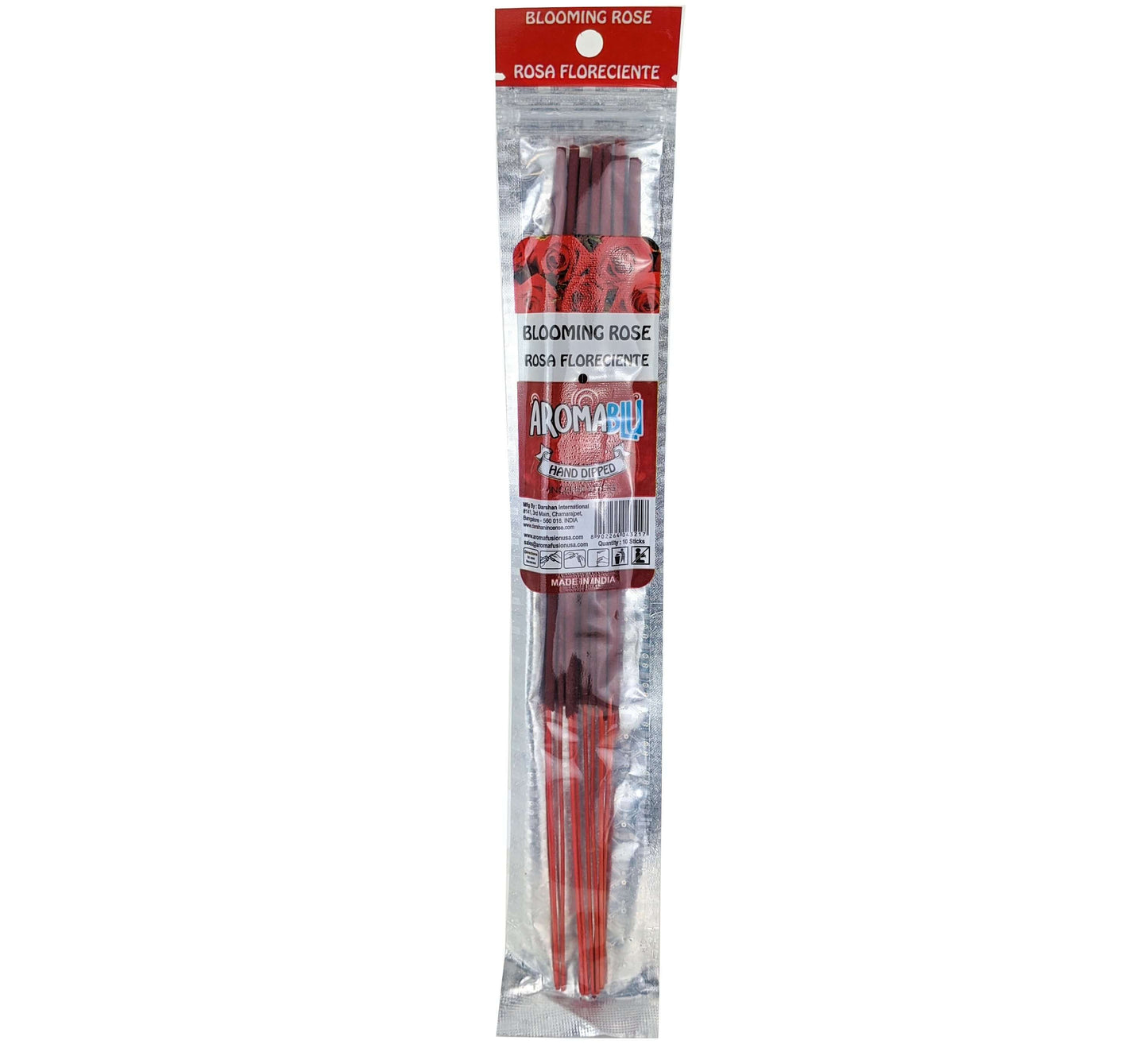 AromaBlu Hand Dipped 11" Incense Sticks, Blooming Rose Scent