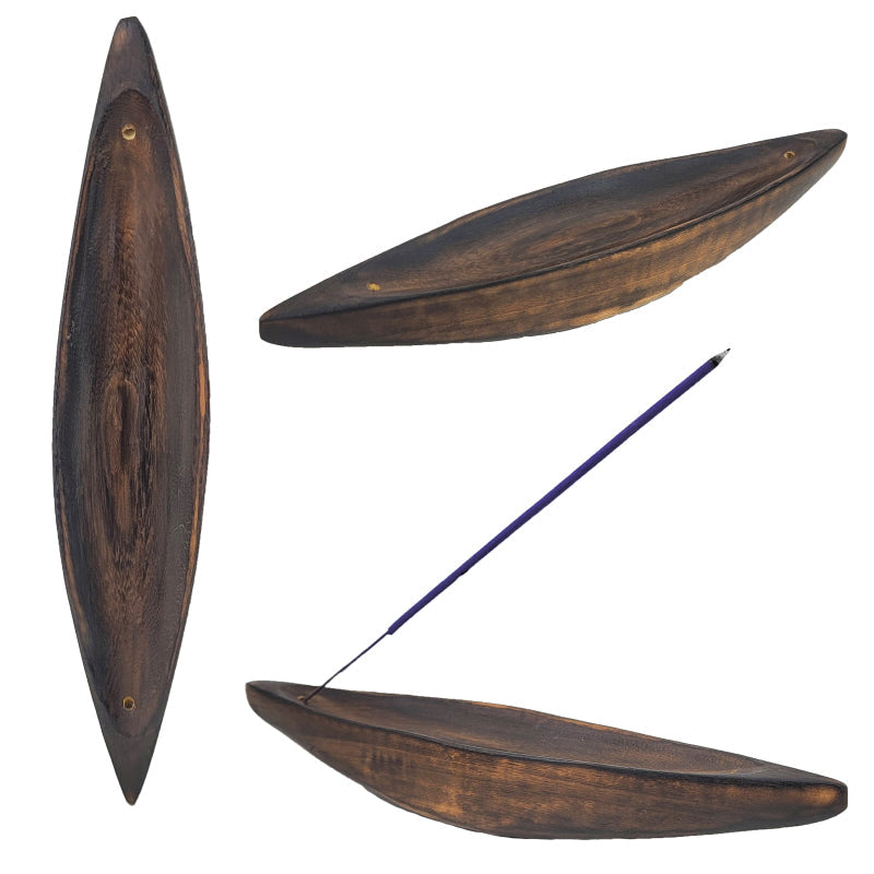 10" Wooden Boat Incense Burner & Ash Catcher