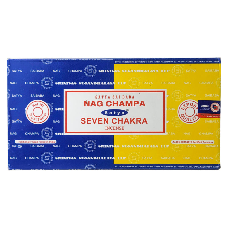 Satya Nag Champa + Seven Chakra Incense Sticks, 16g Combo Pack