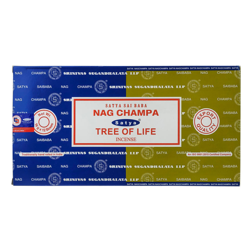 Satya Nag Champa + Tree of Life Incense Sticks, 16g Combo Pack