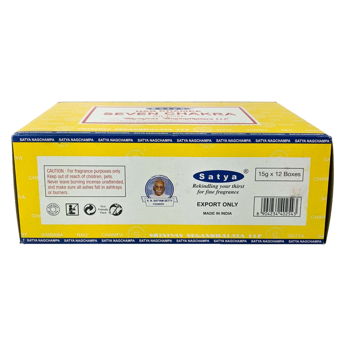 Satya Nag Champa Seven Chakra Incense Sticks, 15g Pack