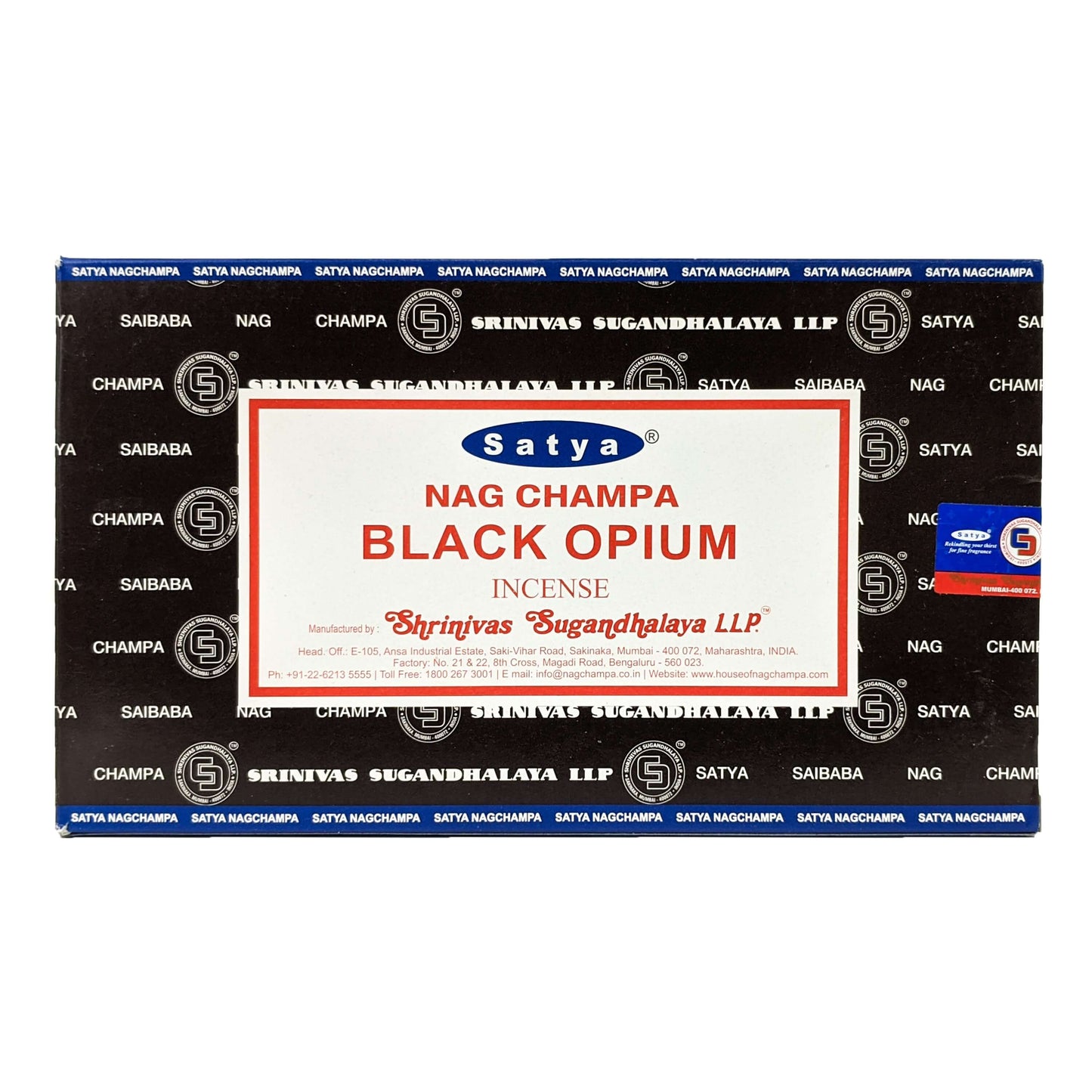 Satya Nag Champa Black Opium Incense Sticks, 15g Pack