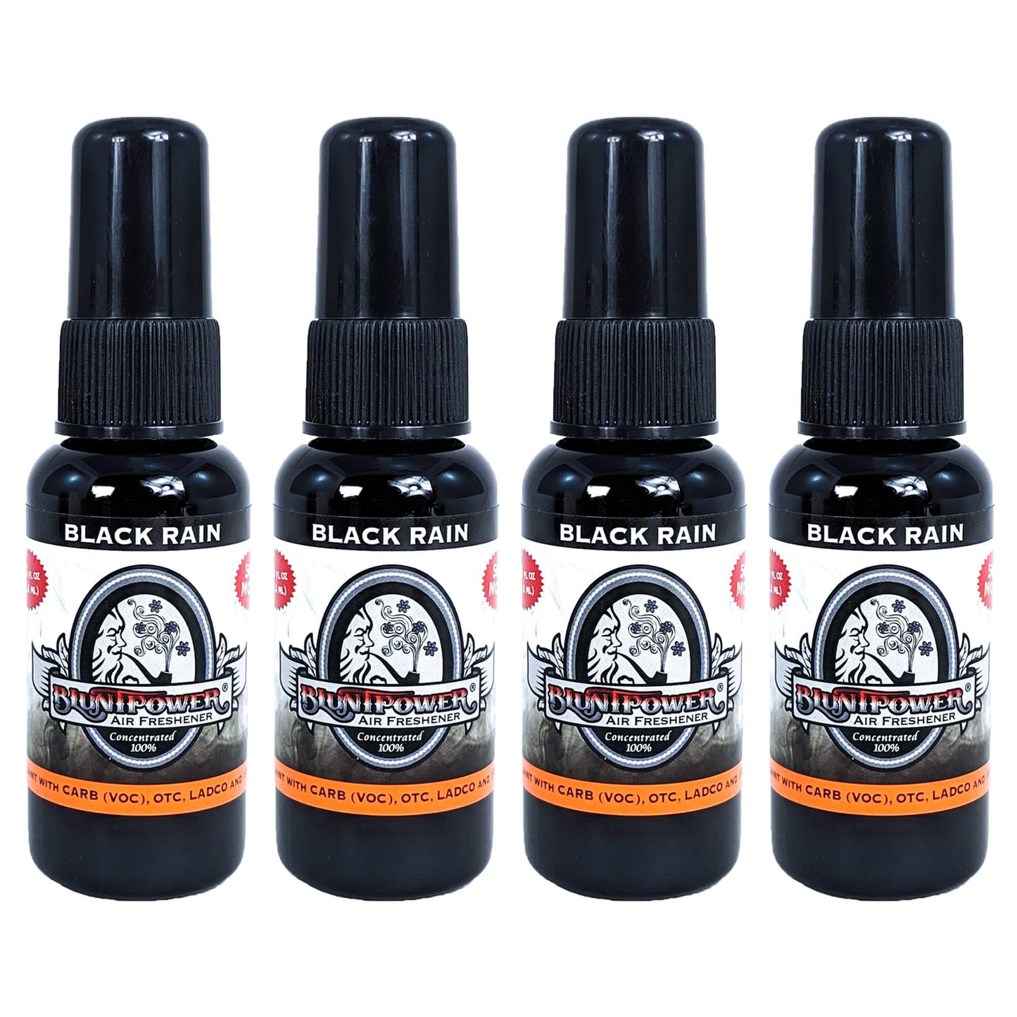 4-Pack: Blunt Power Spray 1.5 OZ Black Rain Scent