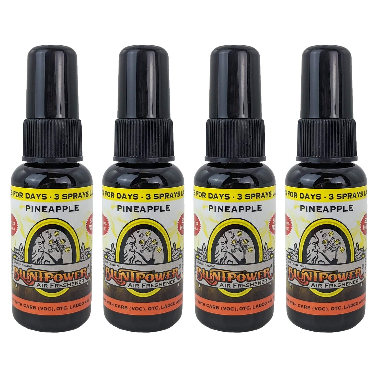 4-Pack: Blunt Power Spray 1.5 OZ Pineapple Scent