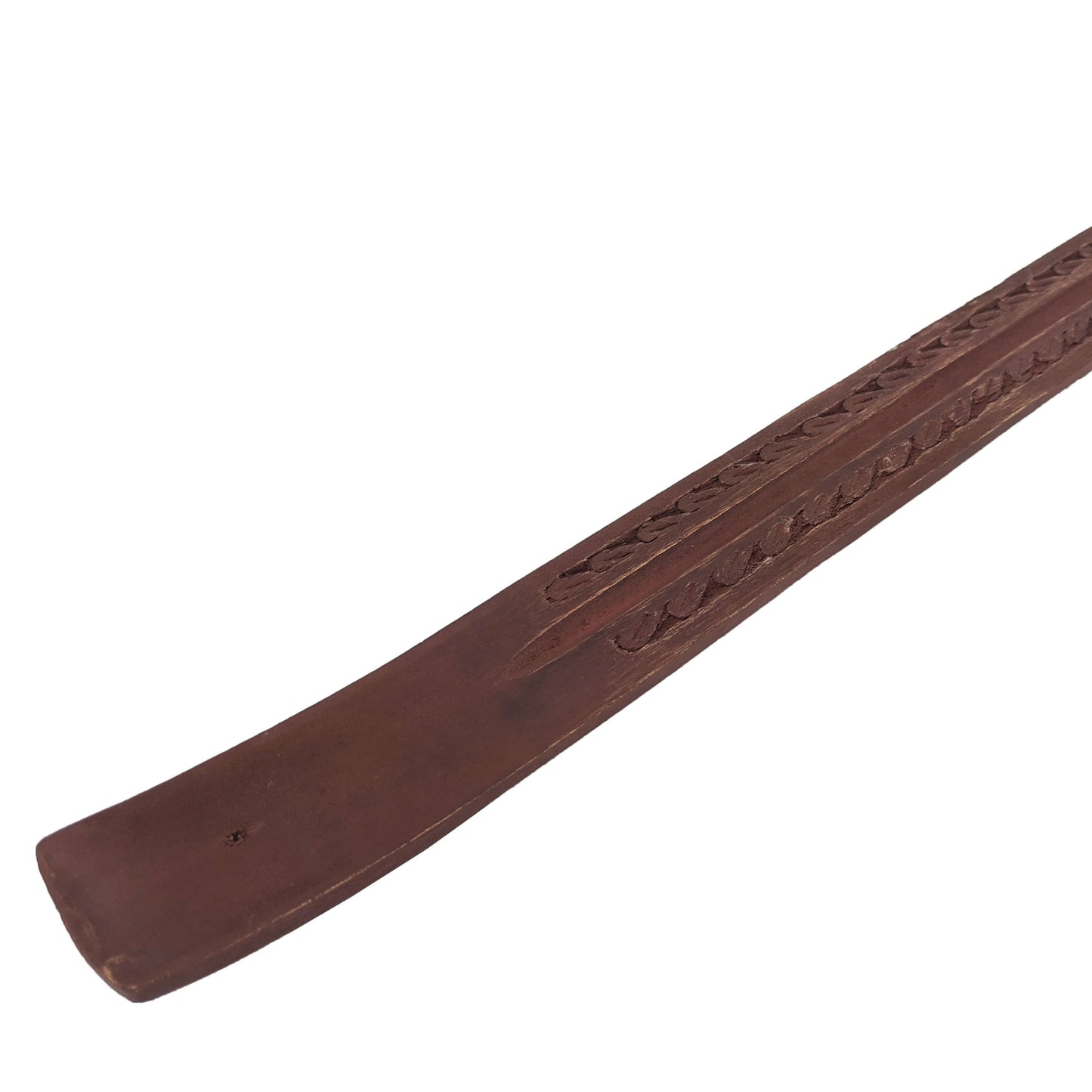 Jumbo Wood Incense Burner & Ash Catcher, Carved Design, 18"