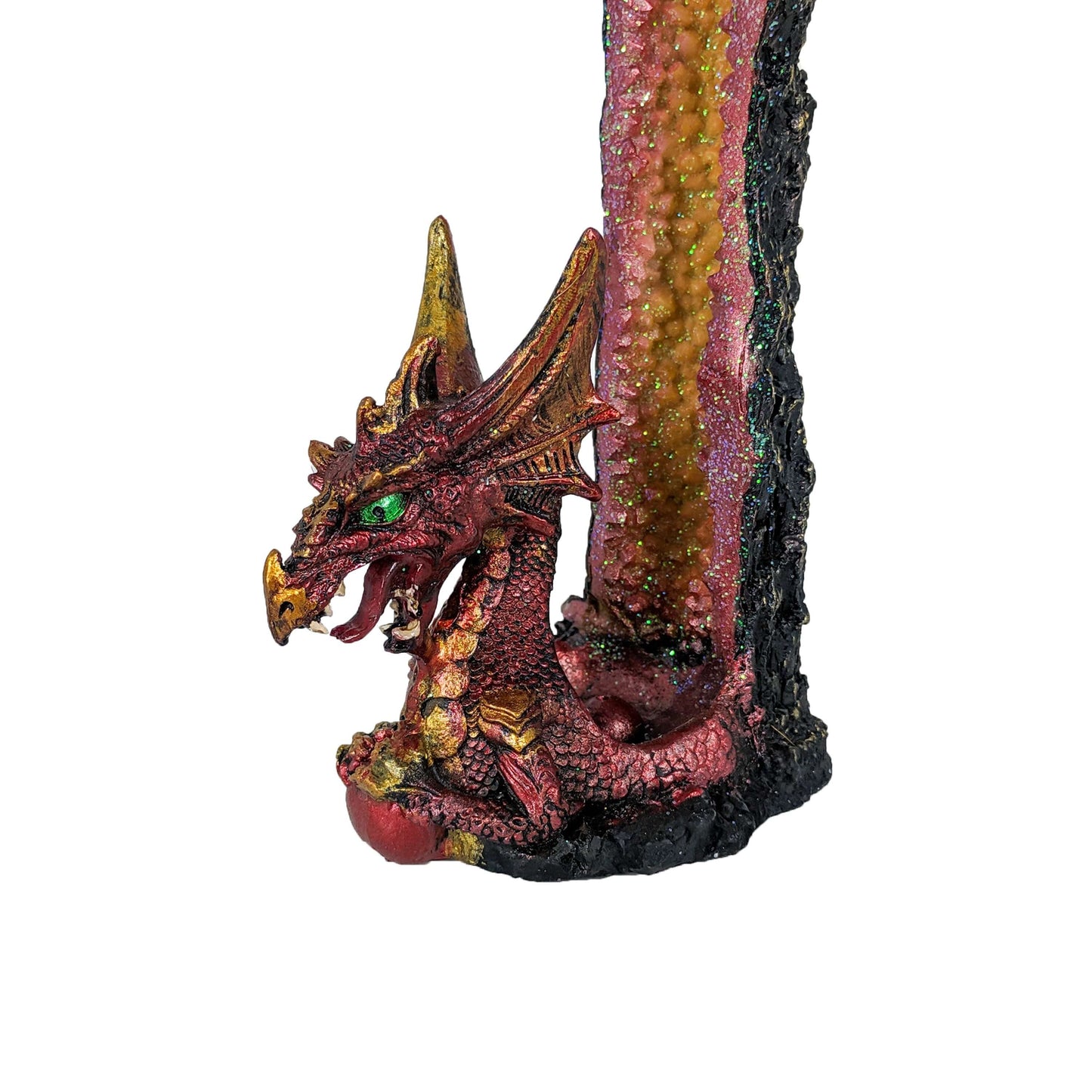 Dragon Vertical Incense Holder & Ash Catcher, Orange Geode