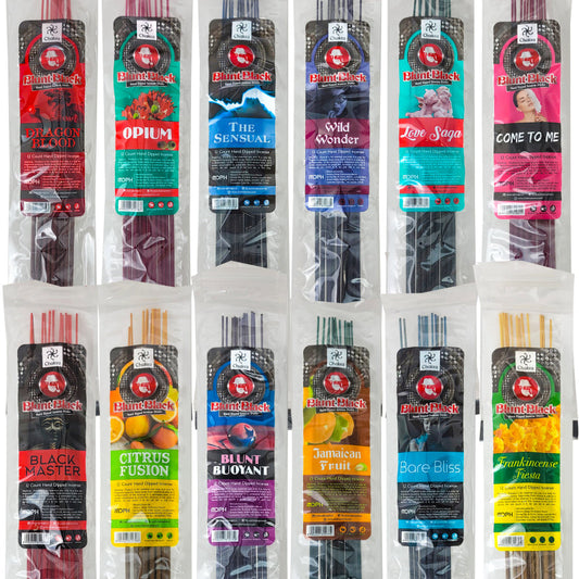 10 Packs Assorted 10.5" Blunt Black Incense