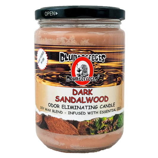 Dark Sandalwood 5" Blunteffects Odor Eliminating Glass Jar Candle