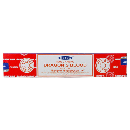 Satya Nag Champa Dragon's Blood Incense Sticks, 15g Pack