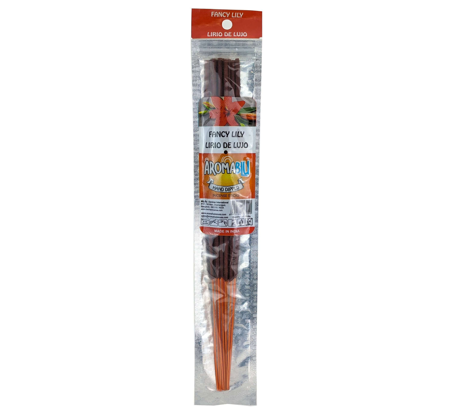 AromaBlu Hand Dipped 11" Incense Sticks, Fancy Lily Scent