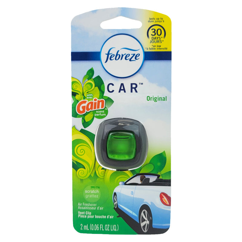 Febreze Car Original with Gain Scent Air Freshener Vent Clip, 3 pk
