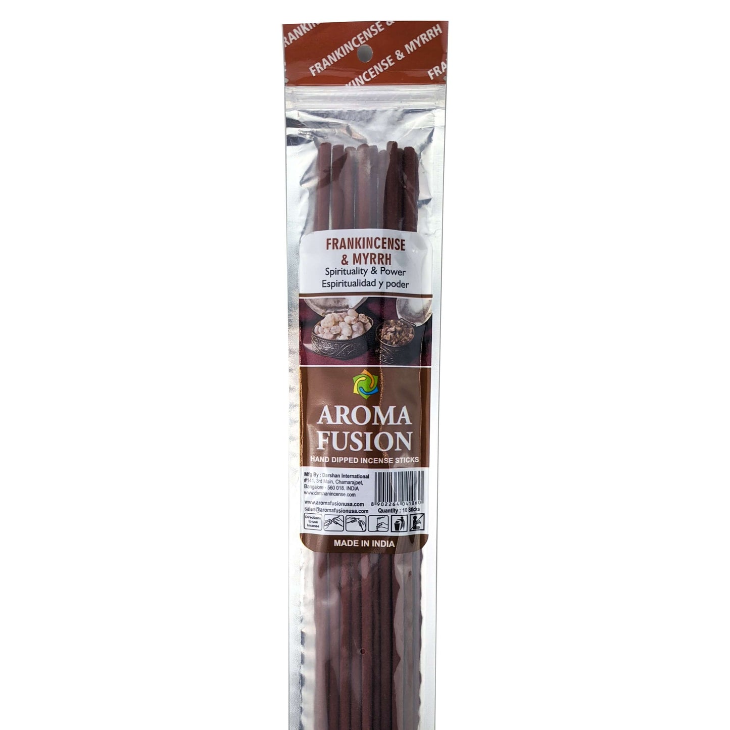 Frankincense & Myrrh Scent Aroma Fusion 19" Jumbo Incense, 10-Stick Pack
