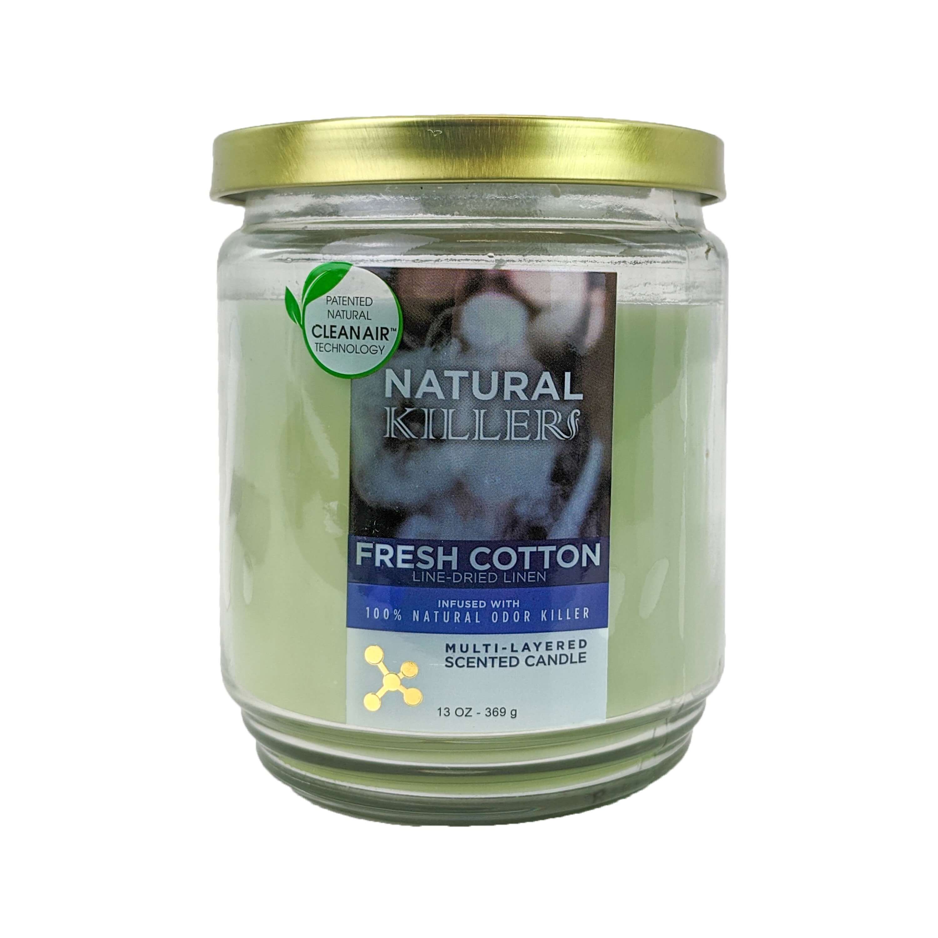 Natural Killers OdorKilling Scented 13oz Candle, Fresh Cotton Scent