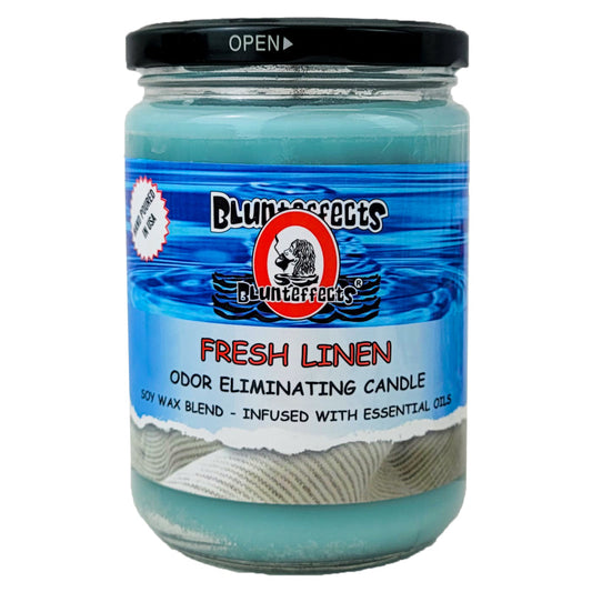 Fresh Linen 5" Blunteffects Odor Eliminating Glass Jar Candle