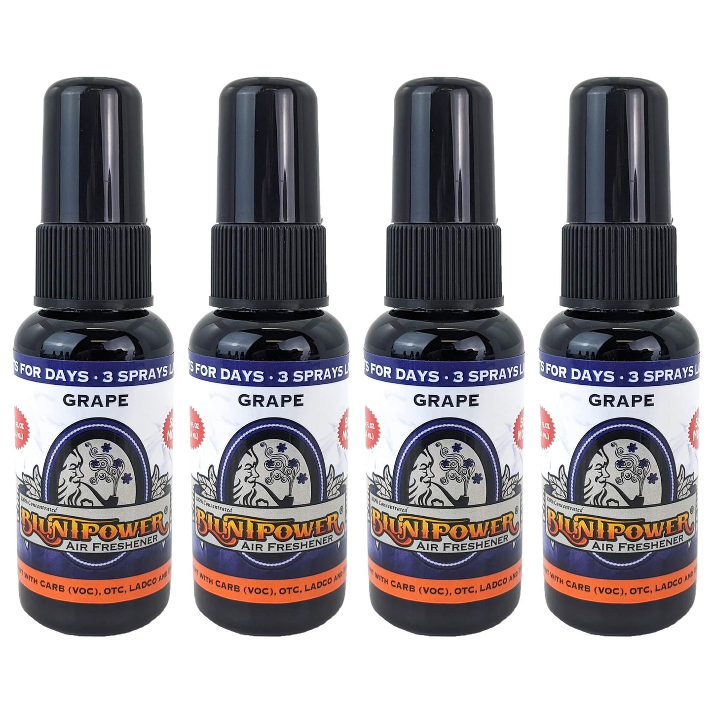 4-Pack: Blunt Power Spray 1.5 OZ Grape Scent