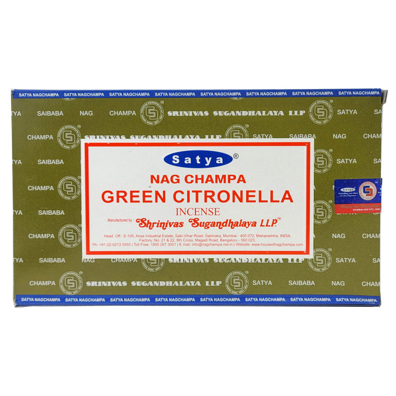 Satya Green Citronella Scent Incense Sticks, 15g Pack