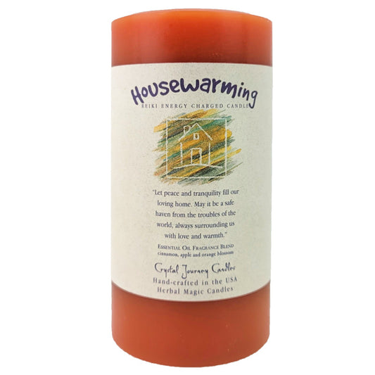 6" Reiki Charged Herbal Pillar Candle, Housewarming Scent