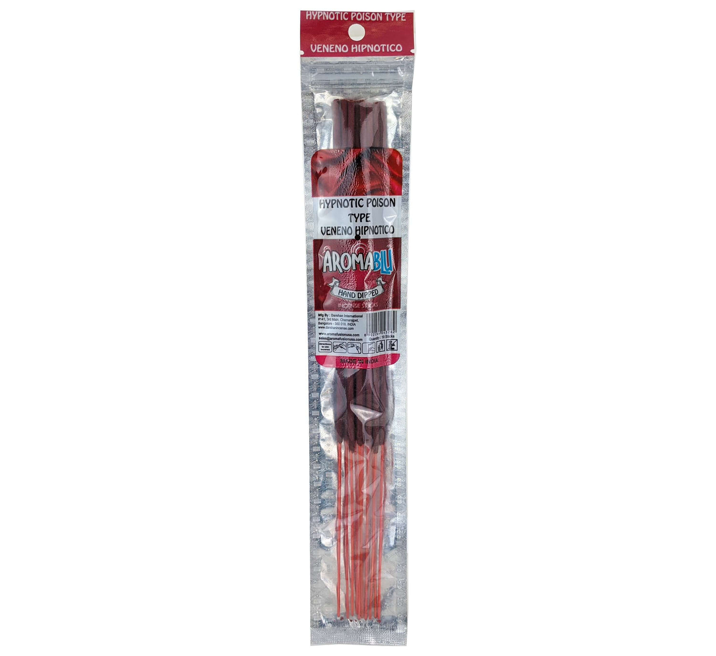 AromaBlu Hand Dipped 11" Incense Sticks, Hypnotic Poison Type Scent