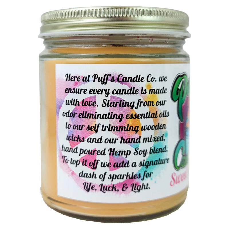 Sweet Peace Scent 9oz No Pendy Jar Candle, Puff's Candle Co