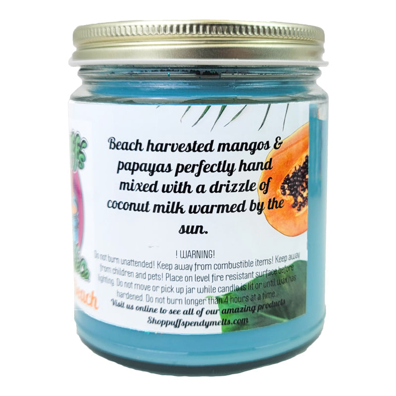 Life's A Beach Scent 9oz No Pendy Jar Candle, Puff's Candle Co