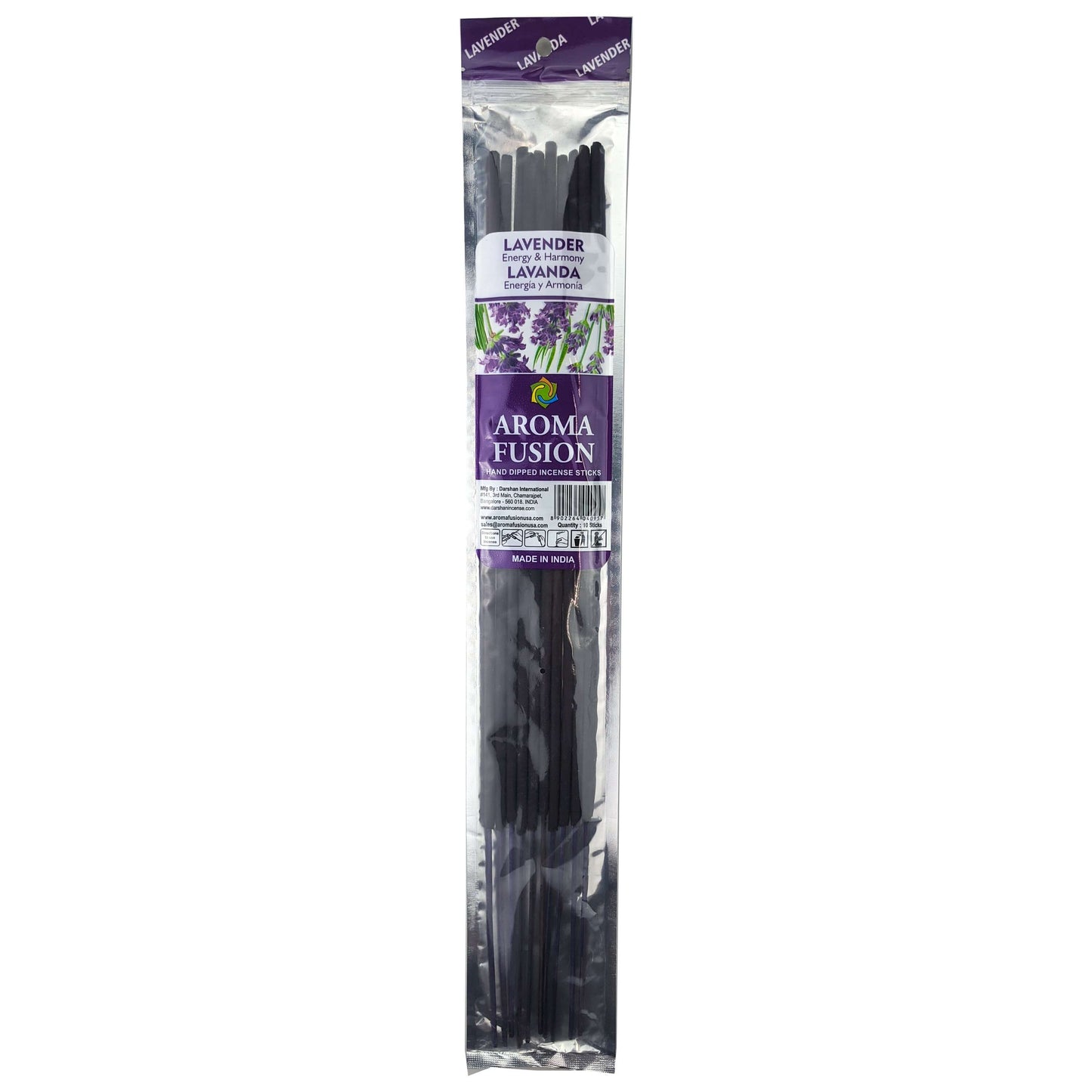 Lavender Scent Aroma Fusion 19" Jumbo Incense, 10-Stick Pack