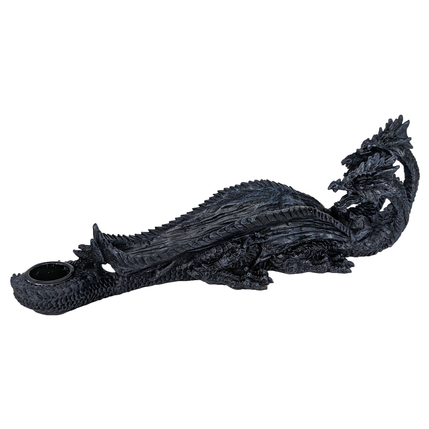 Triple-Headed Dragon Incense Burner & Ash Catcher, Black