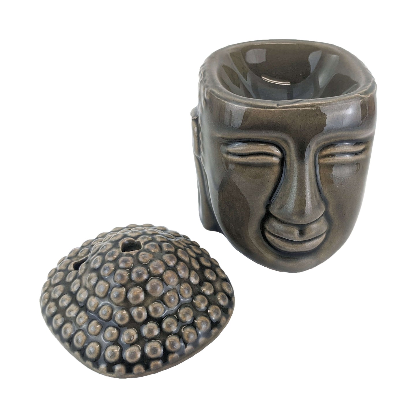 Aromar Buddha Ceramic Oil Warmer, Dark Olive