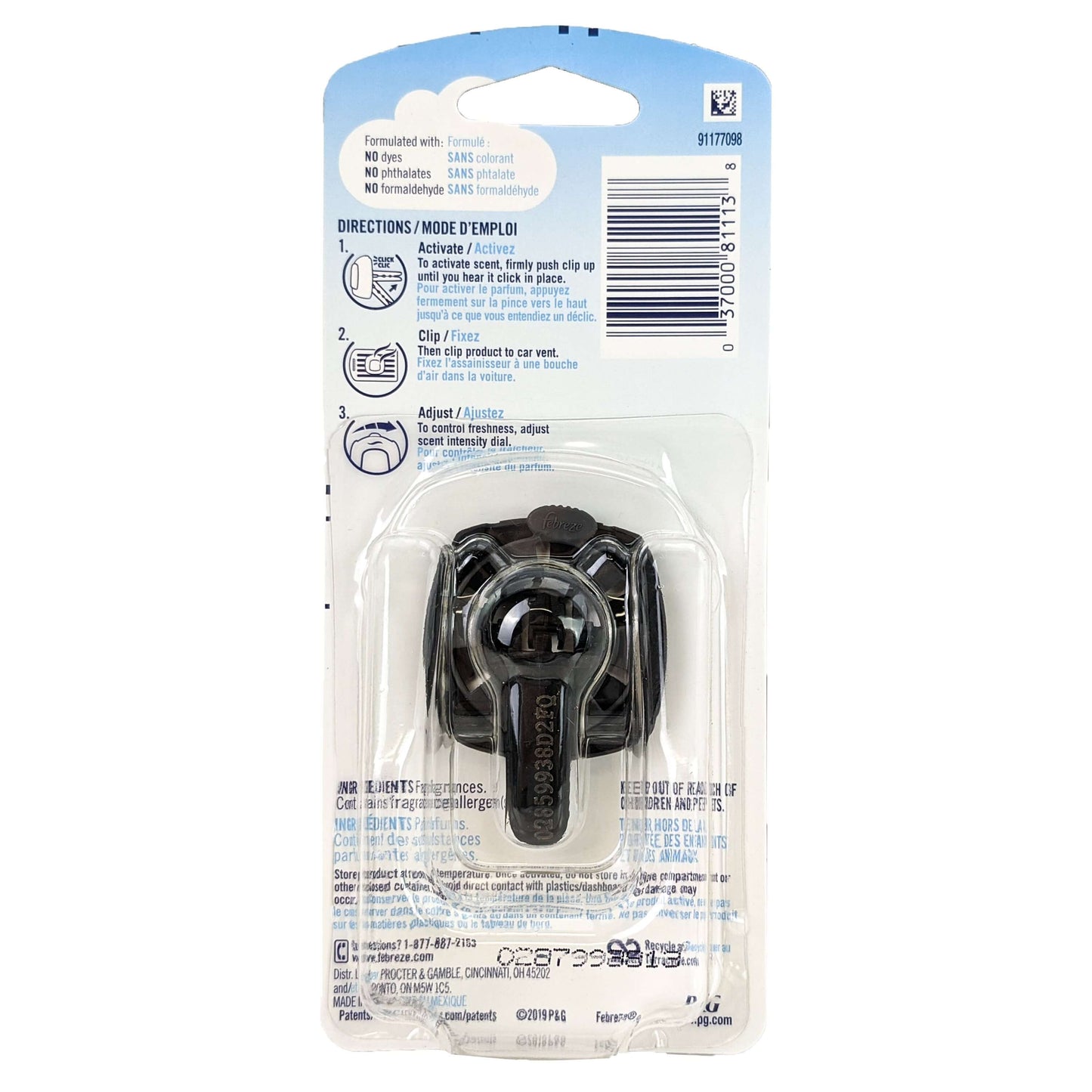 Febreze Car Vent Clip Air Freshener, Linen & Sky Scent