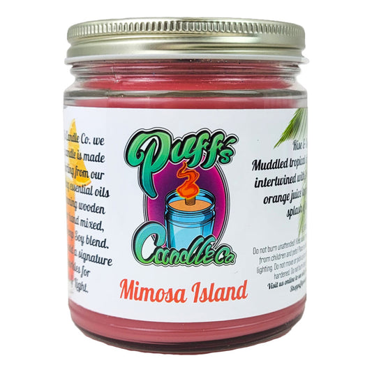 Mimosa Island Scent 9oz No Pendy Jar Candle, Puff's Candle Co