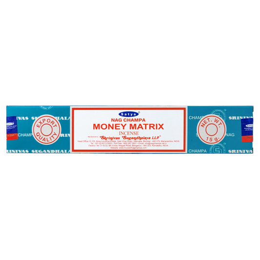 Satya Nag Champa Money Matrix Incense Sticks, 15g Pack