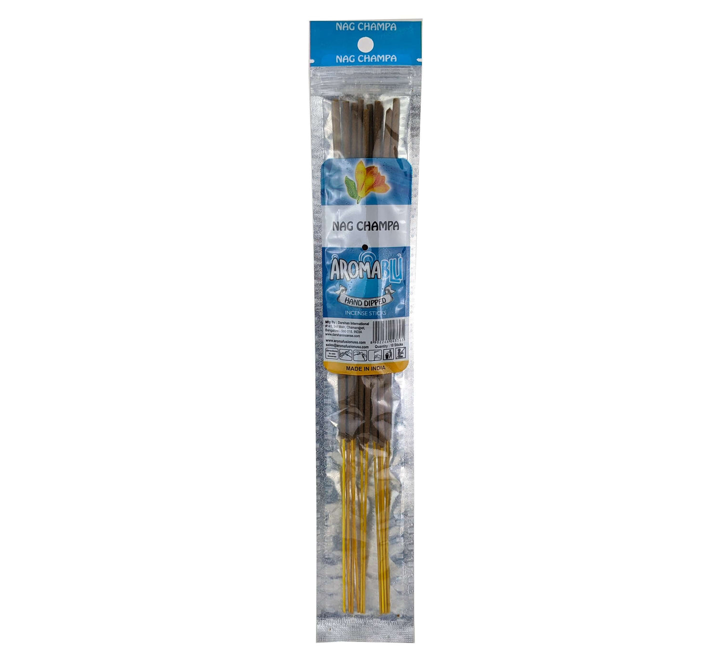 AromaBlu Hand Dipped 11" Incense Sticks, Nag Champa Scent