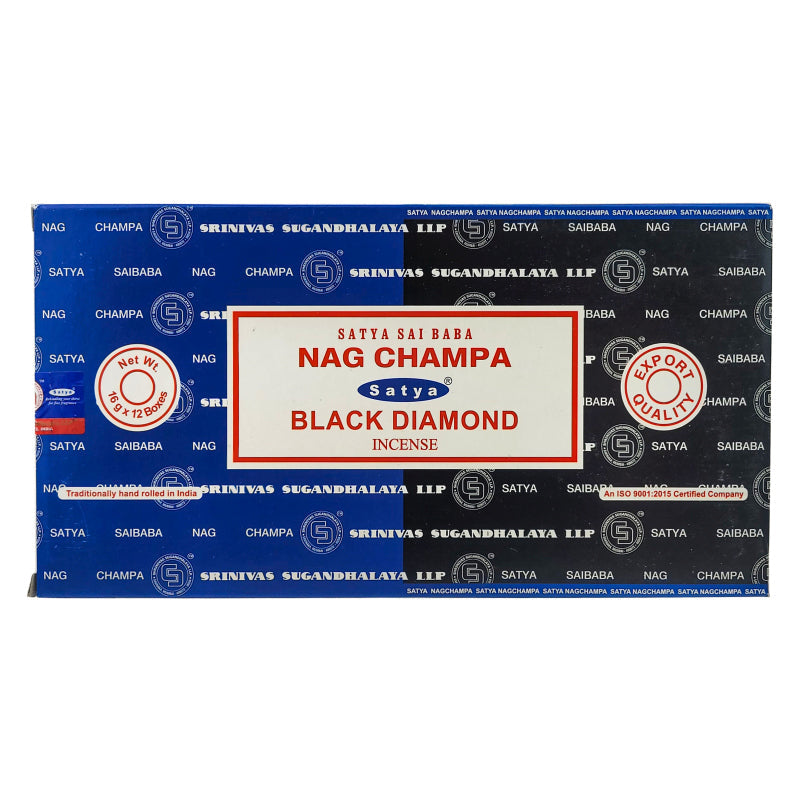 Satya Nag Champa + Black Diamond Incense Sticks, 16g Combo Pack