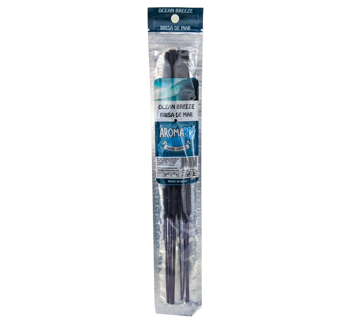 AromaBlu Hand Dipped 11" Incense Sticks, Ocean Breeze Scent