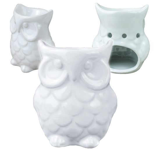 Friendly Owl 3" White Porcelain Oil Warmer