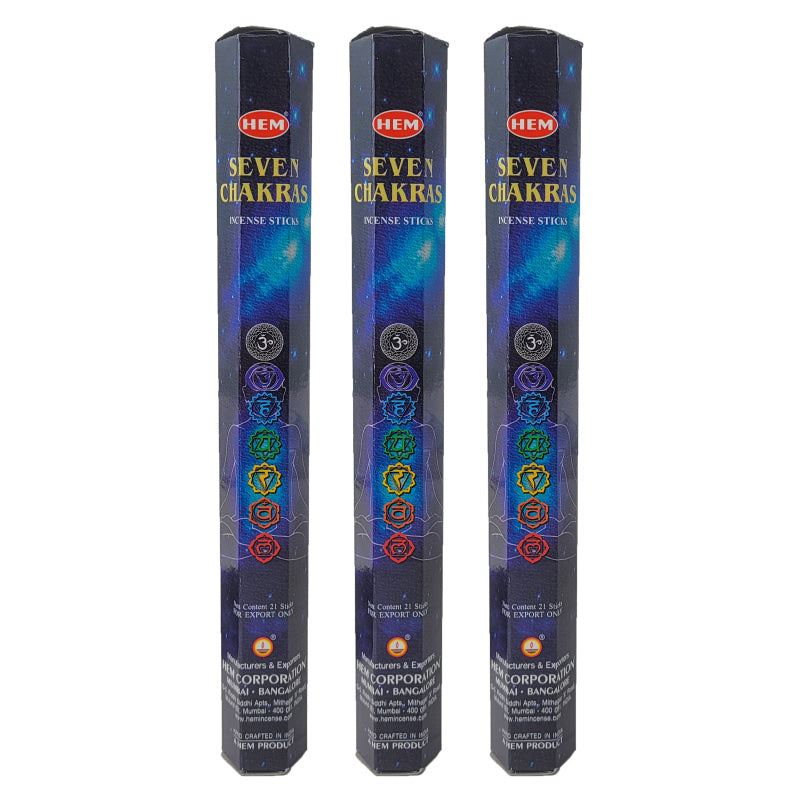 HEM Incense Sticks 20-Stick Hex Packs, Seven Chakras Scent