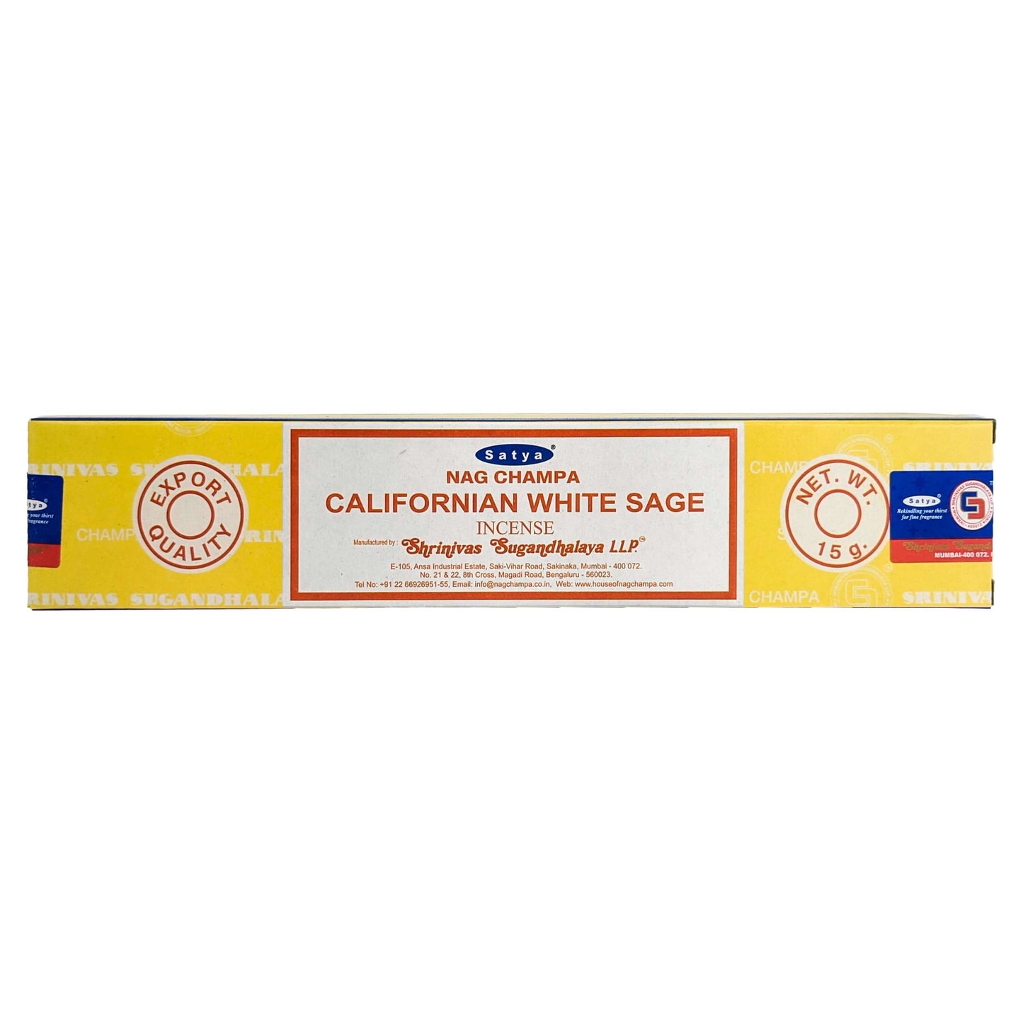 Satya Californian White Sage Incense Sticks, 15g Pack