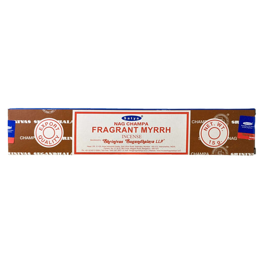 Satya Nag Champa Fragrant Myrrh Incense Sticks, 15g Pack