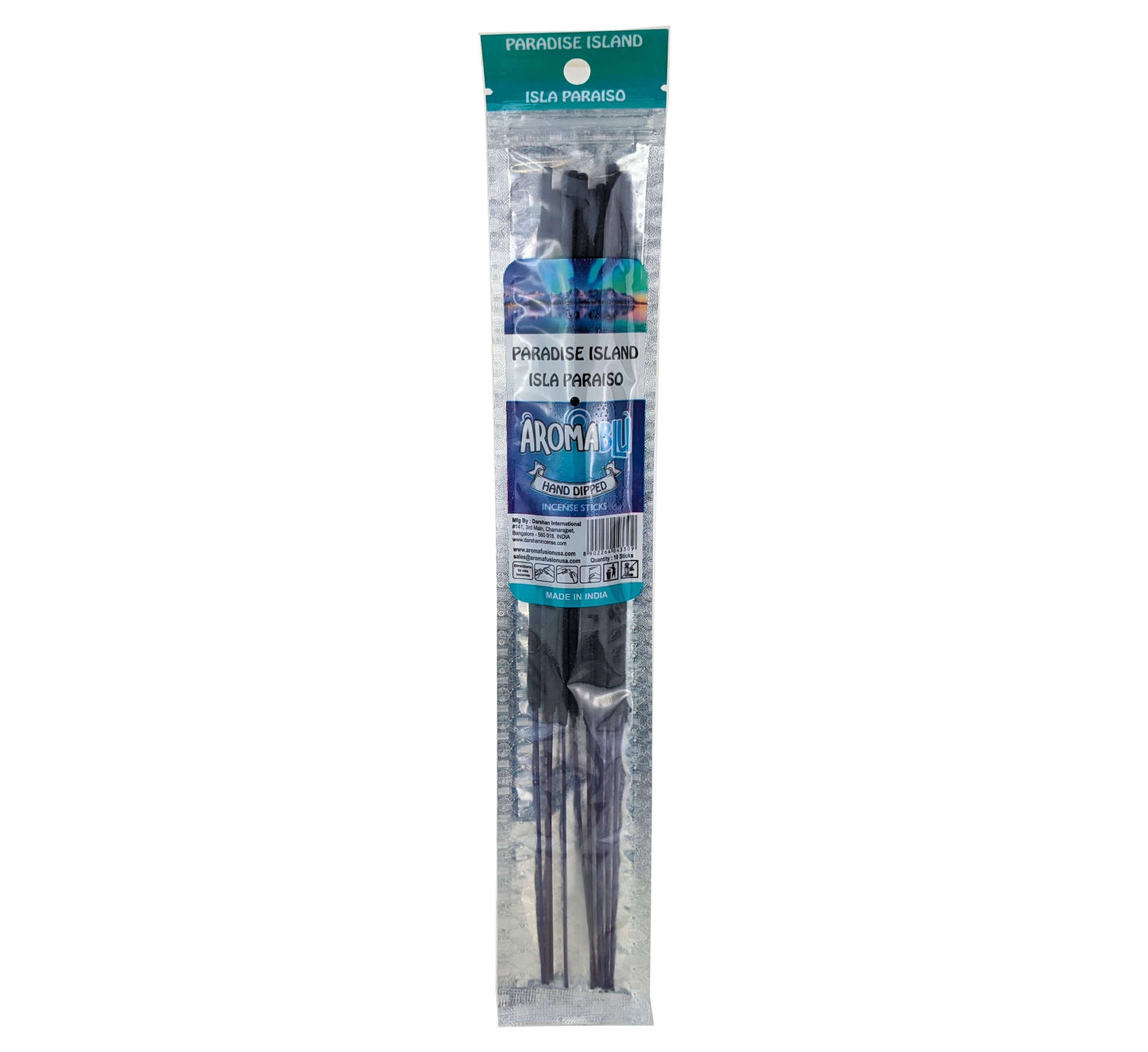 AromaBlu Hand Dipped 11" Incense Sticks, Paradise Island Scent