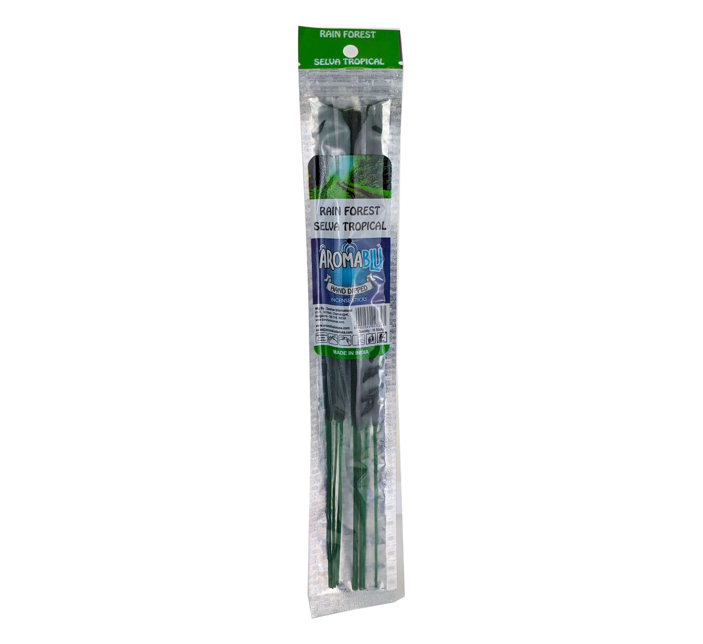 AromaBlu Hand Dipped 11" Incense Sticks, Rain Forest Scent