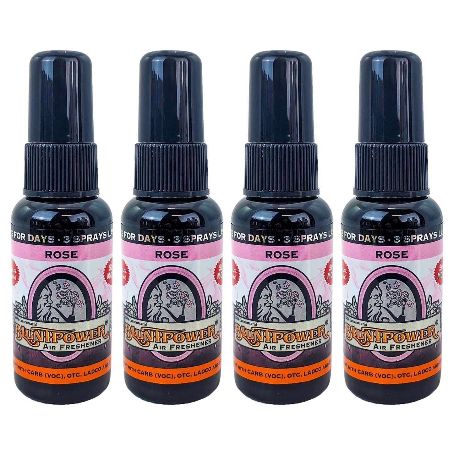 4-Pack: Blunt Power Spray 1.5 OZ Rose Scent