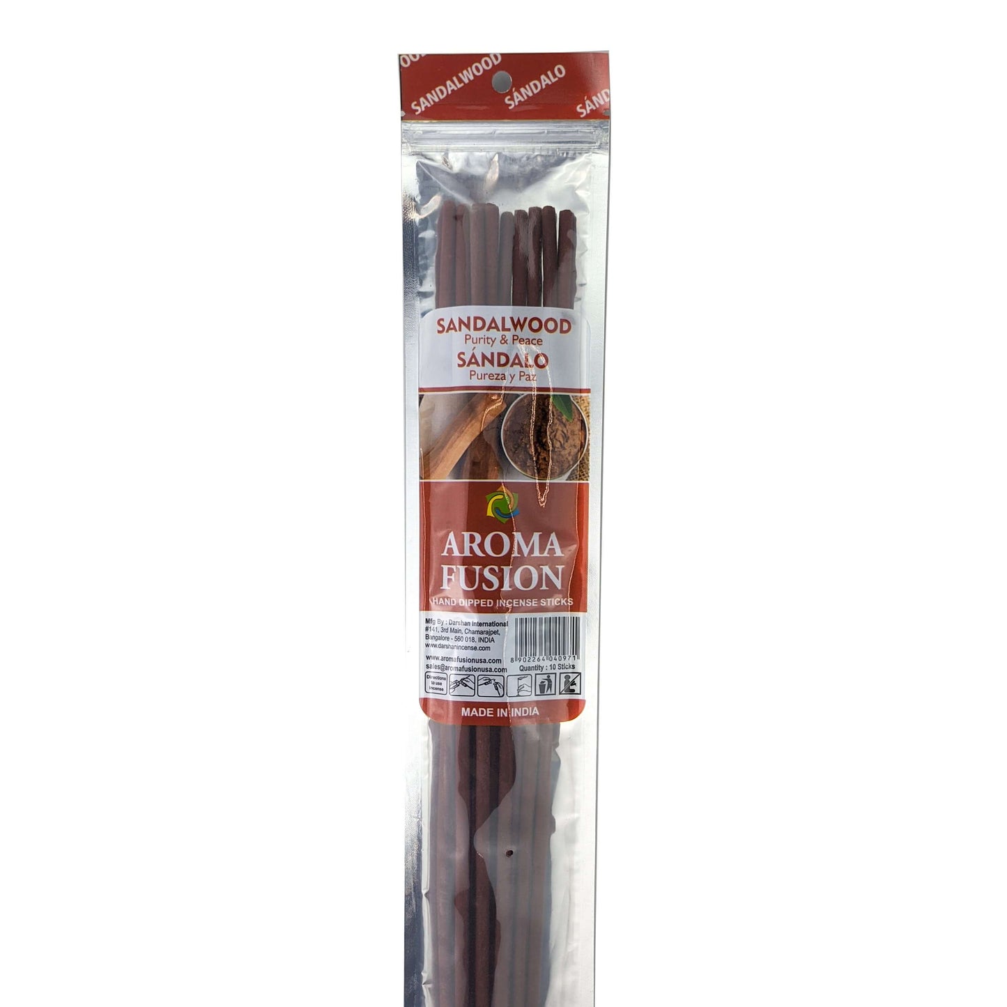 Sandalwood Scent Aroma Fusion 19" Jumbo Incense, 10-Stick Pack