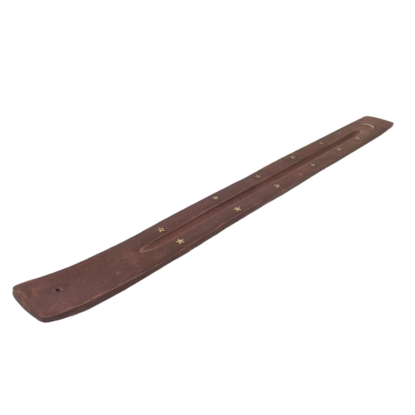 Jumbo Wood Incense Burner & Ash Catcher, Stars & Moon Design, 18"
