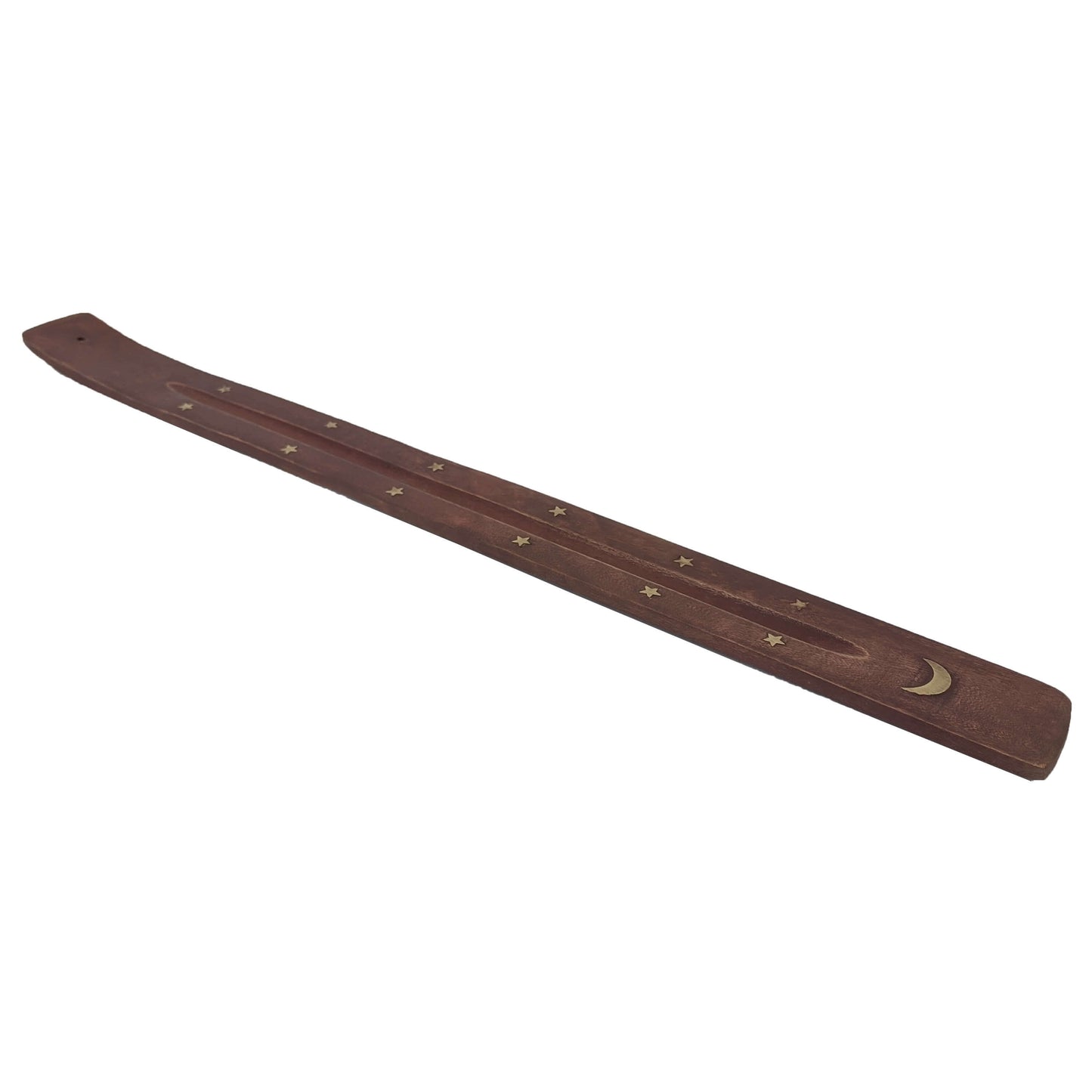 Jumbo Wood Incense Burner & Ash Catcher, Stars & Moon Design, 18"