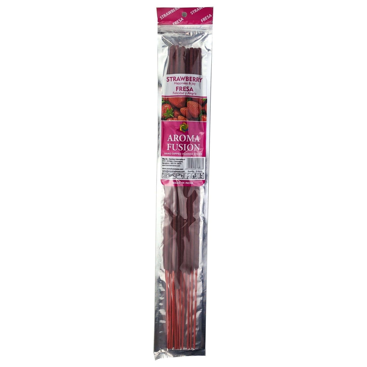 Strawberry Scent Aroma Fusion 19" Jumbo Incense, 10-Stick Pack