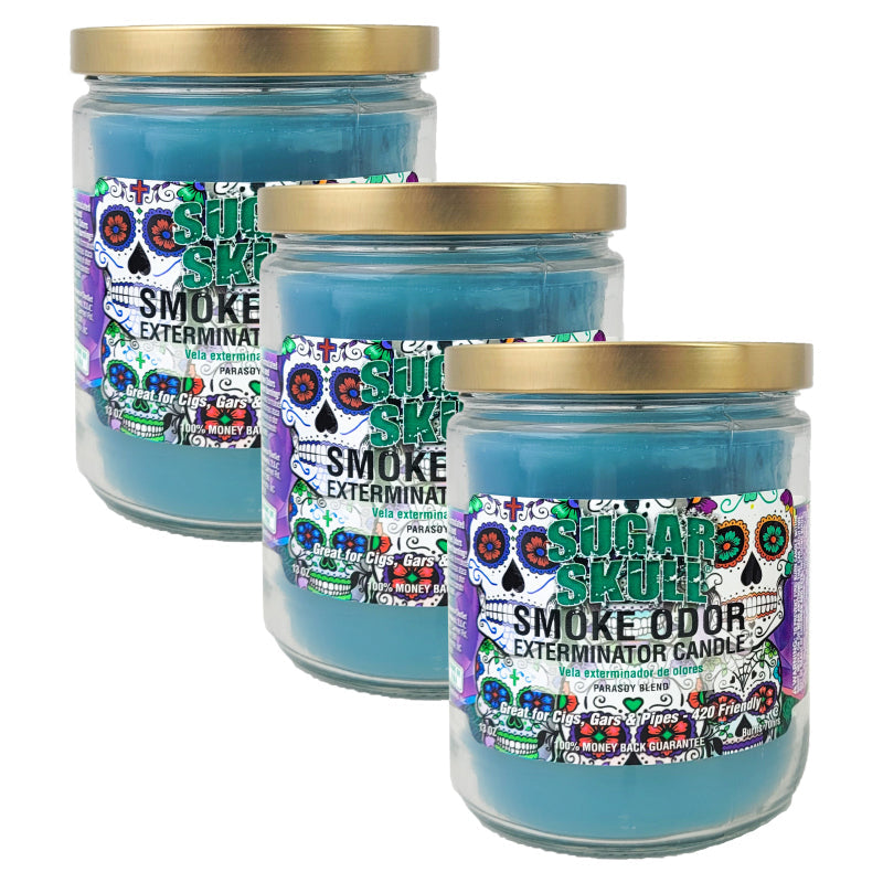 Sugar Skull 4" Odor Exterminator Glass Jar Candle 13oz